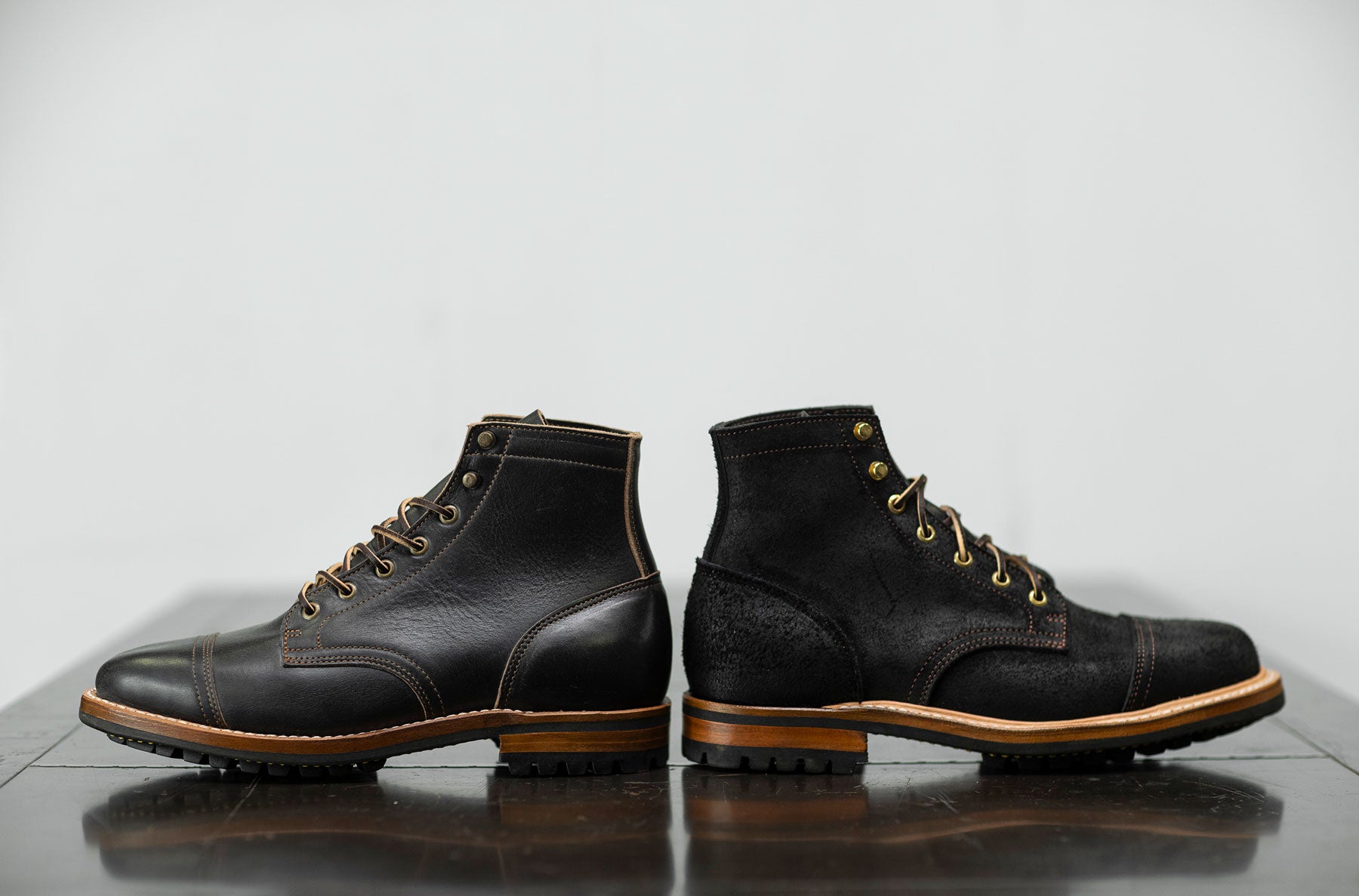 how does black teacore compare to black oiled rough out leather?